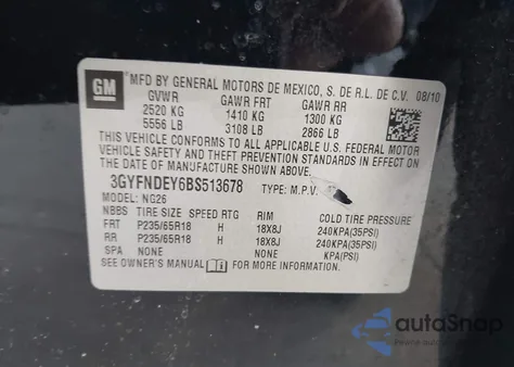 2011 Cadillac Srx Luxury Collection from USA, damaged, VIN 3GYFNDEY6BS513678